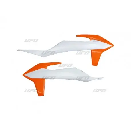 Soldes Ouies de radiateur UFO orange / blanc KTM SX SX-F EXC EXC-F
