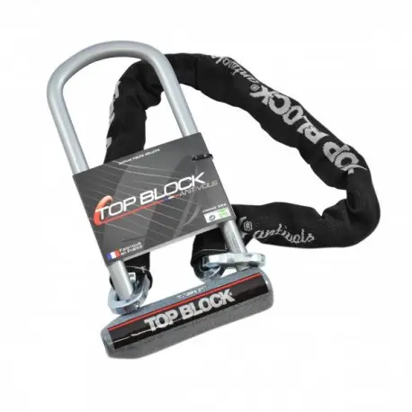 Antivol moto TOP BLOCK SILVER 270C homologué classe SRA avec chaine Solde