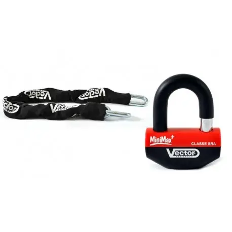 Kit antivol moto homologué VECTOR chaine + antivol MINIMAX Marque