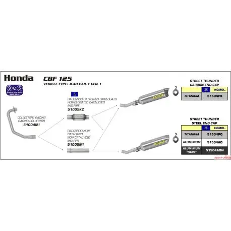 Top Vente Raccord d'Echappement ARROW HONDA CBF 125 CB 125 F CBR125R