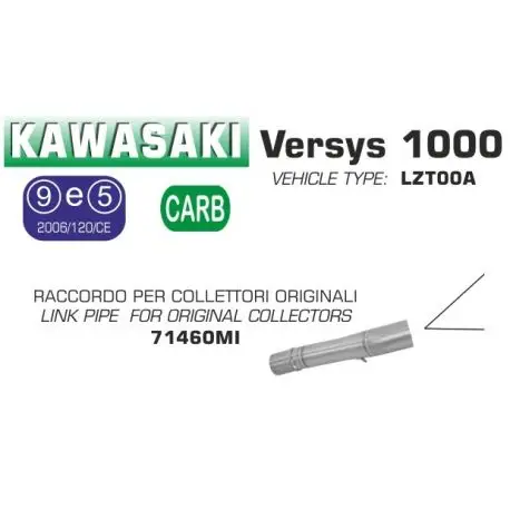 Raccord d'Echappement ARROW pour collecteur d'origine KAWASAKI 1000 VERSYS 2012-2016 Livraison Express