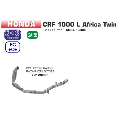 Remise Collecteur d'Echappement racing ARROW HONDA CRF1000L AFRICA TWIN 2016-2019