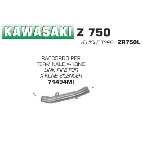 Raccord d'Echappement ARROW X-KONE KAWASAKI Z750 Z750R 2007-2014 Usine Directe