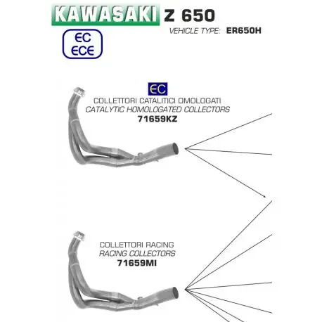 Collecteur d'echappement ARROW KAWASAKI Z650 NINJA 650 2017-2020 Top Vente