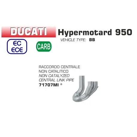 Raccord d'Echappement racing décatalysé ARROW DUCATI 950 HYPERMOTARD 2019-2021 Promotion Saisonnière
