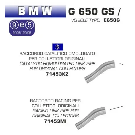 Must-Have Raccord d'Echappement ARROW BMW G650GS G650GS SERTAO 2011-2016