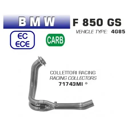 Collecteur racing d'echappement ARROW BMW F 850 GS 2018-2020 Commander Maintenant