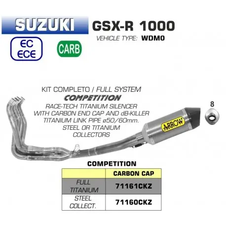 Ligne complete d'Echappement ARROW COMPETITION SUZUKI GSXR 1000 2017-2020 Commander Maintenant