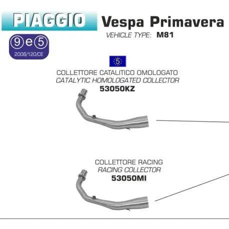 Collecteur d'Echappement ARROW VESPA 125 PRIMAVERA 150 PRIMAVERA 2014-2016 Retour Gratuit