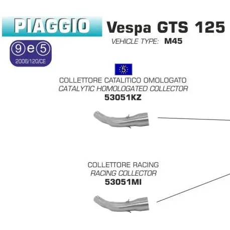 Livraison Gratuite Collecteur d'Echappement ARROW VESPA GTS 125 2008-2016 GTS 300 2008-2016