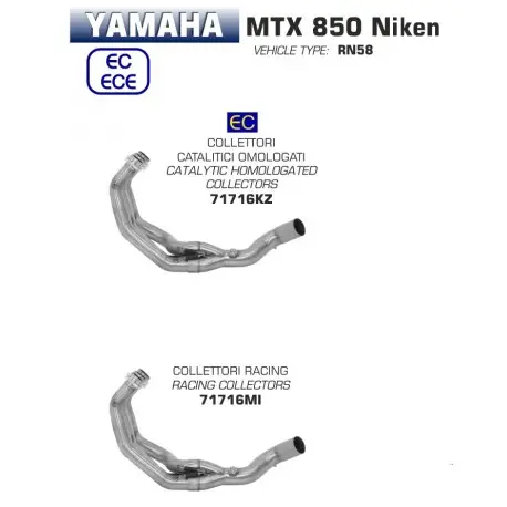 Collecteur d'Echappement ARROW YAMAHA MTX 850 NIKEN 2018-2020 Seulement Aujourd’hui