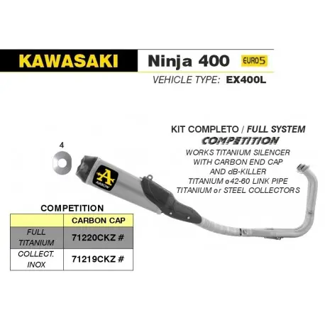 Satisfait Ou Remboursé ligne d'Echappement ARROW COMPETITION KAWASAKI 400 NINJA Z400 2023