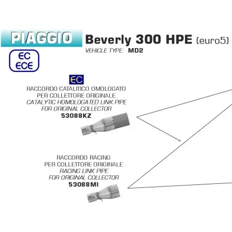 Remise Raccord échappement ARROW PIAGGIO BEVERLY 300 HPE 2021-2024