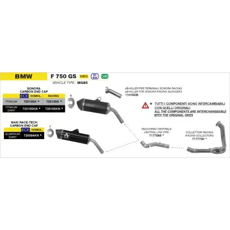 Commande En Gros Echappement ARROW MAXI RACE-TECH BMW F750GS F850GS 2021-2024