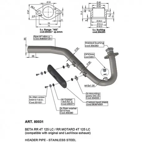 Petit Prix Decatalyseur d'échappement LEOVINCE BETA RR 4T 125 LC / RR MOTARD 4T 125 LC