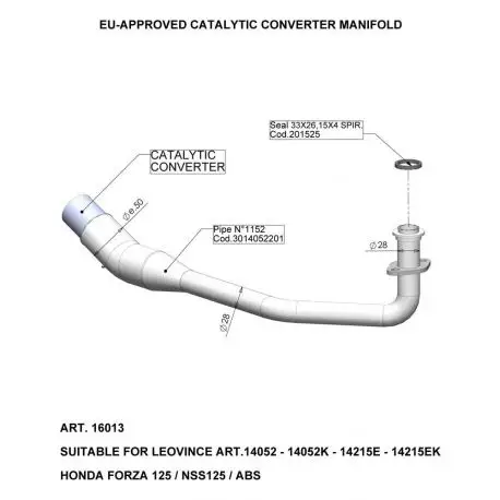 Catalyseur moto LEOVINCE HONDA 125 FORZA 2017-2020 Promotion Saisonnière
