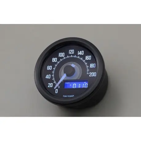 Petit Prix Compteur moto DAYTONA VELONA à leds NOIR FOND BLANC 200km/h