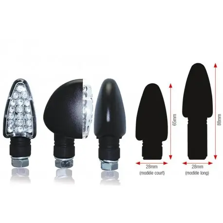 Prix Bas Clignotants moto Triangle LED long noir universel