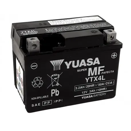 Prix Réduit Batterie moto YUASA sans entretien activé d'usine YTX4L FA