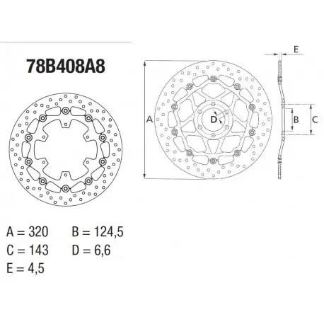 Disque de frein BREMBO Série Oro Flottant 78B408A8 Commander Vite