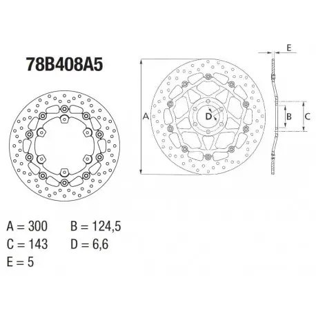 Usine Directe Disque de frein BREMBO Série Oro Flottant 78B408A5