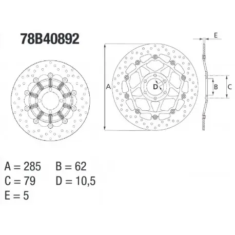 Disque de frein BREMBO Série Oro Flottant - 78B40892 Réduction