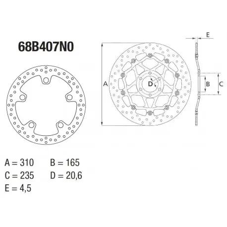 Meilleur Prix Disque de frein BREMBO Série Oro fixe - 68B407N0