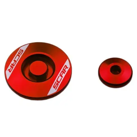 Bouchons carter moteur latéraux SCAR rouge Suzuki RM-Z RMX-Z Expédition Rapide