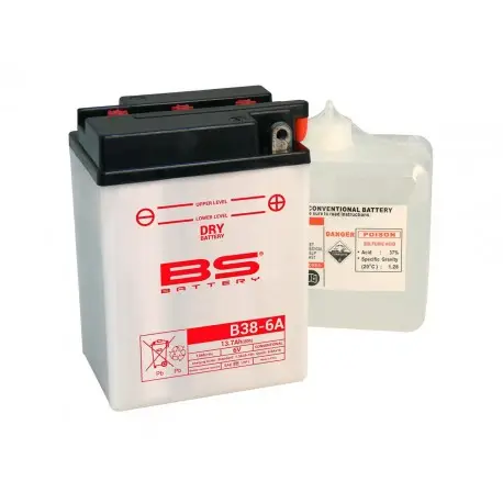 Batterie moto BS BATTERY 6 volts Renforcée B38-6A Haute Qualité