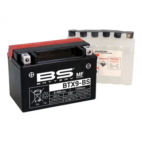 Batterie moto BS BATTERY Haute-performance 12 Volts Sans entretien YTX9-BS BTX9 Prix Réduit
