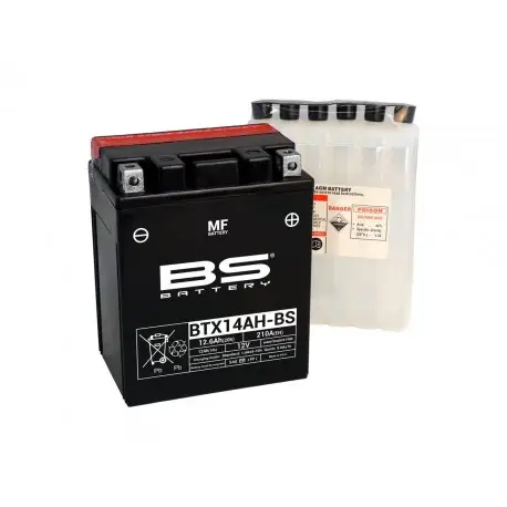 Top Vente Batterie moto BS BATTERY Haute-performance 12 Volts Sans entretien YTX14AH-BS BTX14AH