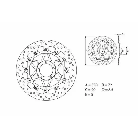 Disque de frein BREMBO ORO 78B40890 ROND FLOTTANT Nouvelle Collection