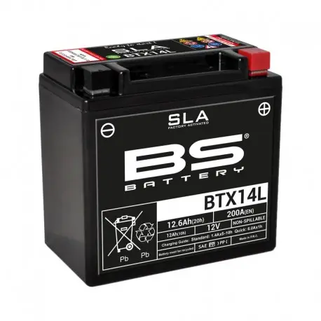 Batterie moto BS BATTERY SLA sans entretien activée usine YTX14L-BS BTX14L Achetez Aujourd’hui