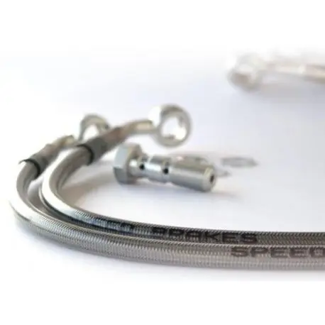 Durite de frein avant Spreedbrakes inox/raccord titane BMW K100RS 16V 1989-1992 ""3 DURITES"" Dernier Modèle