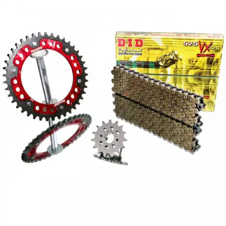 Bon Marché Kit Chaine moto DID Bi-mat rouge YAMAHA 250 WRF 250 YZF FANTIC 250 XEF