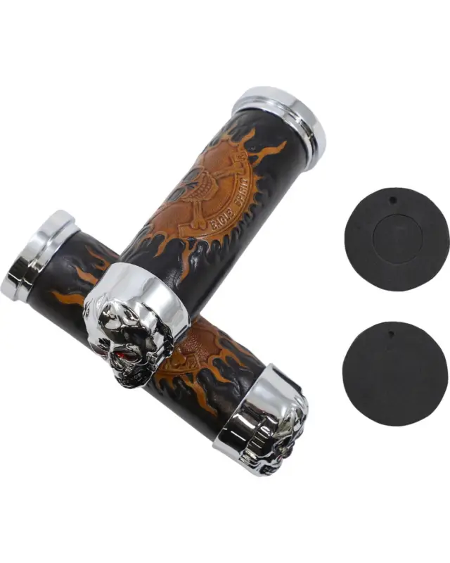 Guidon Motodrag specialties CHR SKULL GRIP W/RED EYES Prix Réduit