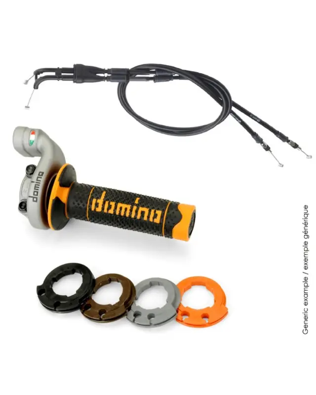 Livraison Gratuite Poignées Motodomino Kit poignées DOMINO KRK Evo avec câbles revêtements rouge noir