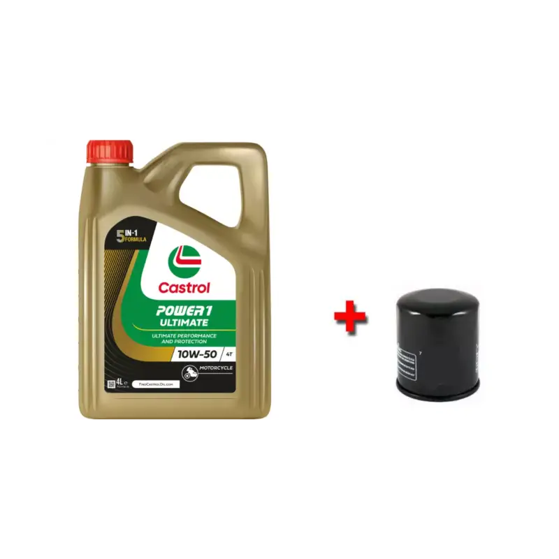 Pack vidange Castrol – Huile racing 4T 10W50 POWER 1 ULTIMATE 4L – 100% synthèse (4l) + filtre à huile offert Offre Spéciale