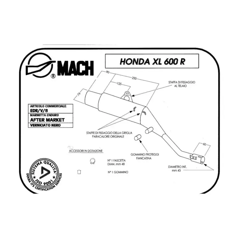 Marving - Silencieux EDR XL 600 R Noir Non Homologué Retour Gratuit