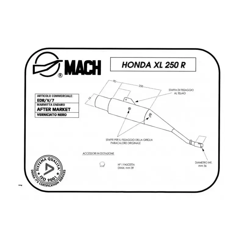 Marque Marving - Silencieux EDR XL 250 R Noir Non Homologué