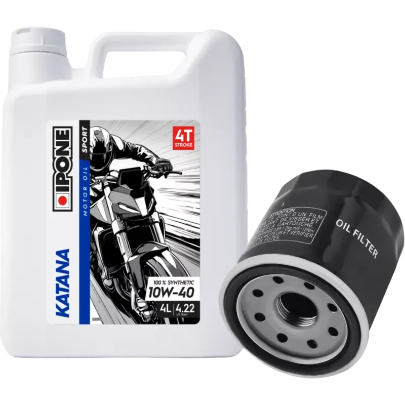 Pack vidange Ipone - Huile 4T 10W40 KATANA 100% synthèse (4l) + filtre à huile offert Populaire